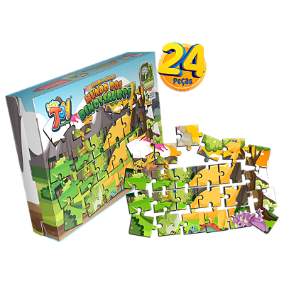Quebra Cabeça Mundo dos Dinossauros 24 Peças MDF POP056 - Paper Toy