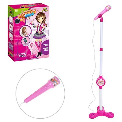 Microfone Karaokê Show Infantil Com Pedestal e Conector Celular - Art Brink