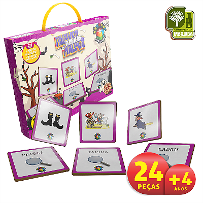 Jogo 2 em 1 Palavra Maluca Frutas: Memória e Associação das Palavras - 24 Peças MDF RI017 - Seemear Brinquedos