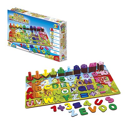 Jogo Tabuleiro Educa Montessori Letras Números Formas Cores - GGB Brinquedos