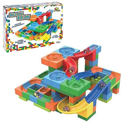 Block Play Pista Blocos de Montar 128 Peças - Art Brink
