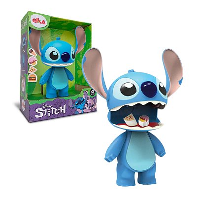 Boneco Stitch Disney 24 Cm Abre a Boca e Mexe as Orelhas com Comidinhas - Elka