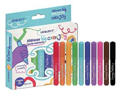 Hidrocor Big Ponta Que Não Afunda Color Joy Caixa com 10 Cores - Leo&Leo