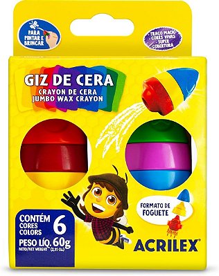 Giz de Cera Foguete 6 Cores - Acrilex