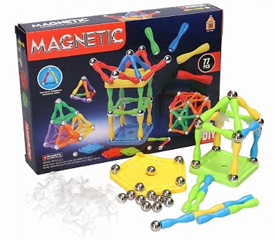 Super Kit de Blocos Magnéticos 3D 77 Peças