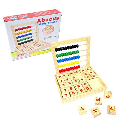 Ábaco Didático com Blocos de Cálculo Números e Operações em Madeira
