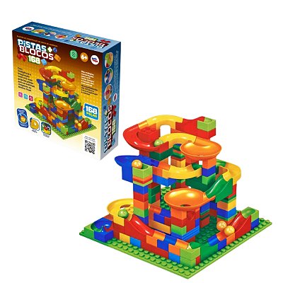 Pistas e Blocos - Blocos de Construção de Pista de Corrida 168 Peças - Pakitoys