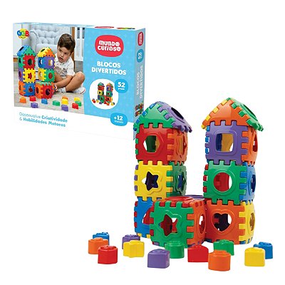 Blocos Divertidos Mundo Curioso 52 Peças - GGB Brinquedos