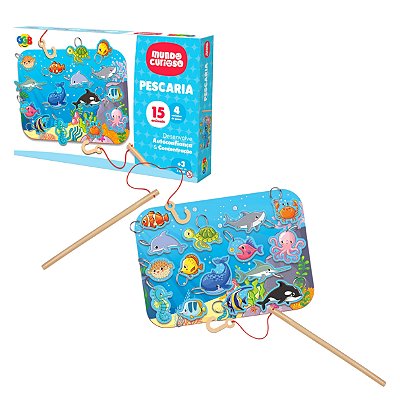 Jogo Pescaria com 15 Animais e 4 Varinhas - GGB Brinquedos