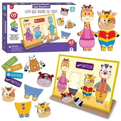 Jogo Magnético Com Que Roupa Eu Vou 5 Temas Diferentes e 65 Peças Magnéticas - Nig
