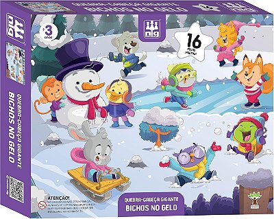Quebra Cabeça Gigante Bichos no Gelo 16 Peças Madeira - Nig