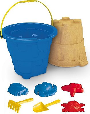 Mega Balde Castelo II Com 6 Acessórios e Balde 4,6 LT Cores Sortidas - GGB Brinquedos