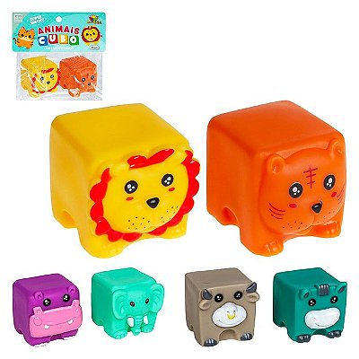 Brinquedo Cubos Baby Vinil Blocos Animais Super Macio 2 Unidades Sortidas - Art Brink