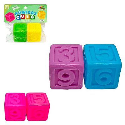 Brinquedo Cubos Baby Vinil Blocos Números Super Macio 2 Unidades Sortidas - Art Brink