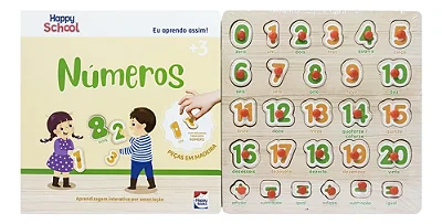 Livro Eu Aprendo Assim! Com Números de Encaixe MDF - Happy Books