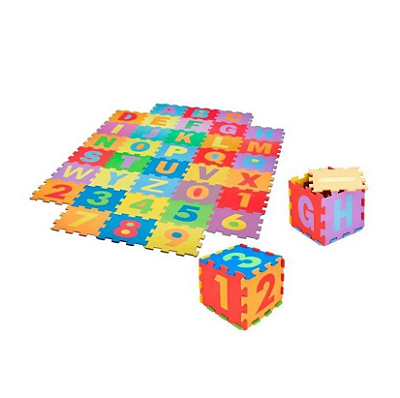 Tapete EVA Alfanumérico Letras e Números 36 Peças 28 X 28 cm X 8mm - Evamax