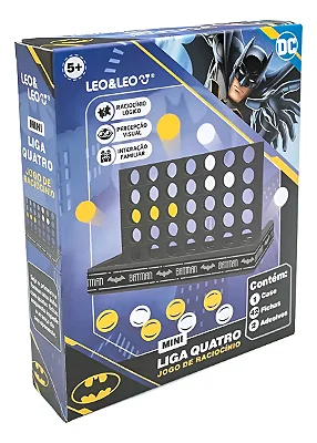 Liga Quatro Jogo de Raciocínio Batman 42 Peças + 2 Adesivos + 1 Base - Leo&Leo
