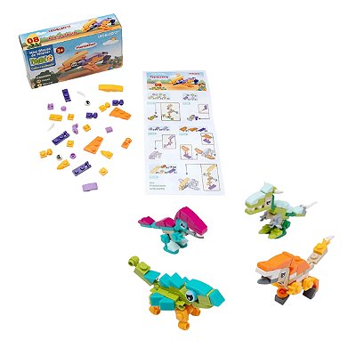 Bloco de Montar Mini Dino Colecionáveis Sortido 34 Peças 1 Manual - Leo&Leo