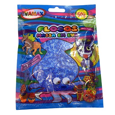 Massa de Modelar EVA Flocos Massinha Flexível 50g Azul Escuro - Evamax