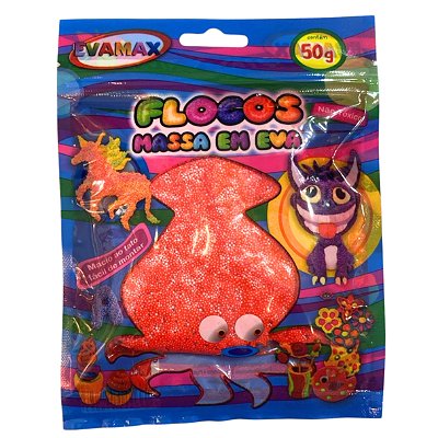 Massa de Modelar EVA Flocos Massinha Flexível 50g Vermelho - Evamax