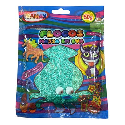 Massa de Modelar EVA Flocos Massinha Flexível 50g Verde Escuro - Evamax