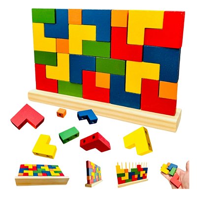 Blocos de Encaixe Vertical 25 Peças em Madeira - Jottplay
