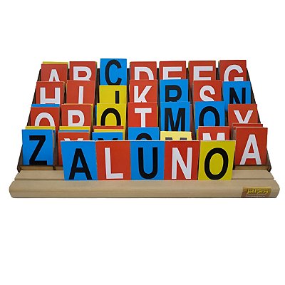 Alfabeto Móvel Degrau com 96 Letras Coloridas em Madeira - Jottplay