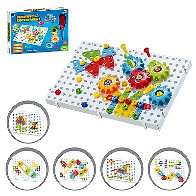 Bancada Interativa Parafusos e Engrenagens 177 Peças - Art Brink