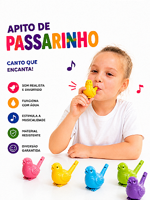 Apito Passarinho Funciona com Água e Som Realista de Pássaros Cores Sortidos