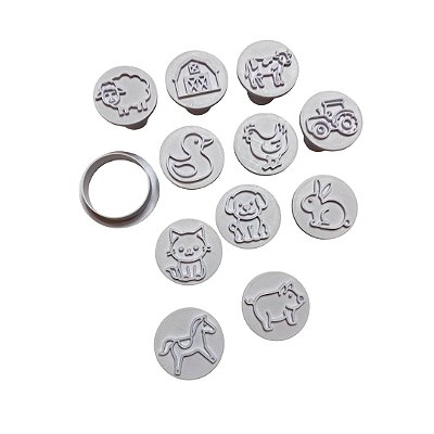 Kit Carimbos de Animais para Massinha de Modelar e Atividades Sensoriais Kit com 12 Peças Cores Sortidas