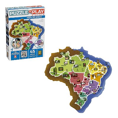 Quebra-Cabeça Gigante Mapa do Brasil 45 Peças 46x43cm Puzzle Play - Grow