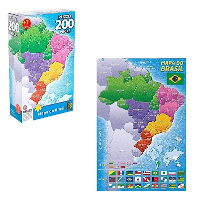 Quebra-Cabeça 200 Peças Mapa do Brasil - Grow