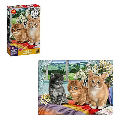 Quebra-Cabeça 60 Peças Gatinhos Fofinhos - Grow
