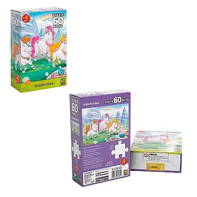 Quebra-Cabeça 60 Peças Unicórnios - Grow