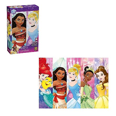 Quebra-Cabeça 100 Peças Princesas Disney - Grow