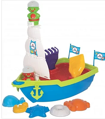Mega Barco de Praia com 2 Bonecos e 8 Peças - MercoToys