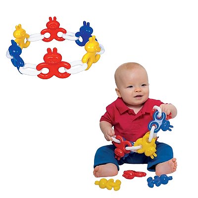Brinquedo de Encaixar Coelhos e Elos Didáticos 18 Peças - MercoToys