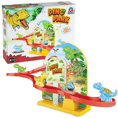 Dino Park Pista Escorregador de Dinossauros Luzes Coloridas e Música - Braskit