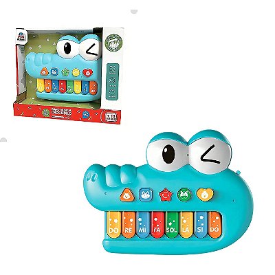 Piano Musical Crocodilo Música e Sons de Animais - Braskit