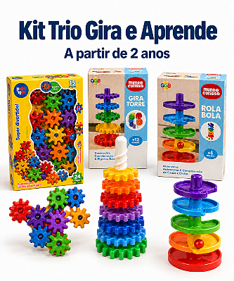 Trio Gira e Aprende Kit 3 Brinquedos Trabalha Movimento Atenção e Coordenação Motora