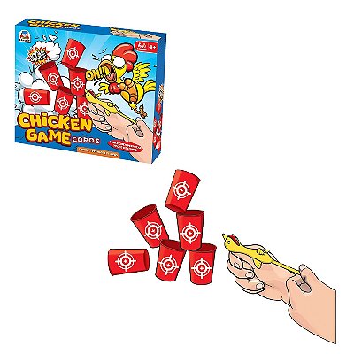 Jogo de Tiro ao Alvo Chicken Game Copos e Estilingue - Braskit