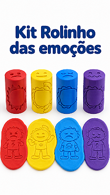Rolinho das Emoções para Massinha Reconhecimento De Emoções E Expressões Faciais - Kit Rolo - Alternativa 3D