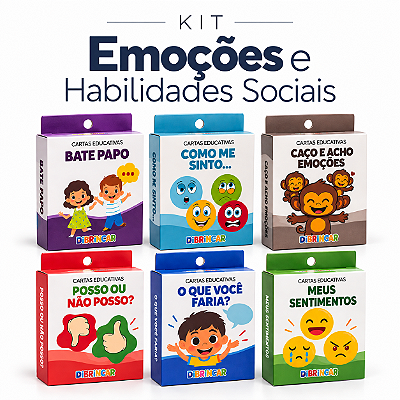 Kit Emoções e Habilidades Sociais com 6 Jogos de Cartas