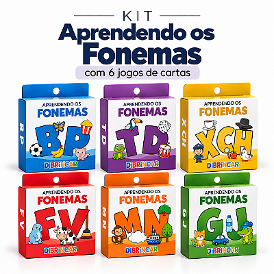 Kit Aprendendo os Fonemas com 6 Jogos de Cartas