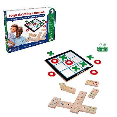 Jogo da Velha e Dominó em MDF Linha Inclusiva - Pais e Filhos