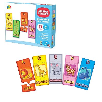 Descobrindo o Alfabeto 78 Peças com Animais - GGB Brinquedos