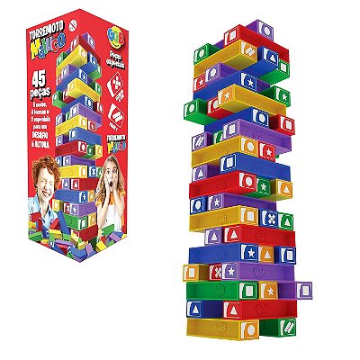 Jogo Terremoto Maluco de Equilíbrio 45 Peças - GGB Brinquedos