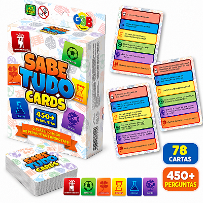 Jogo de Cartas Sabe Tudo Cards 78 Cartas com 450 Perguntas - GGB Brinquedos
