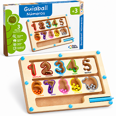Guiaball Números e Cores Brinquedo Magnético Educativo - Pais e Filhos