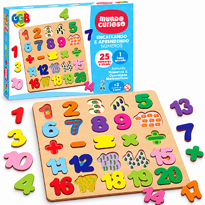 Encaixando e Aprendendo Números com 25 Peças - GGB Brinquedos